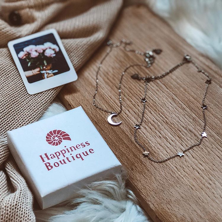 Mond und Stern Schmuckset Ketten in Silberfarbe